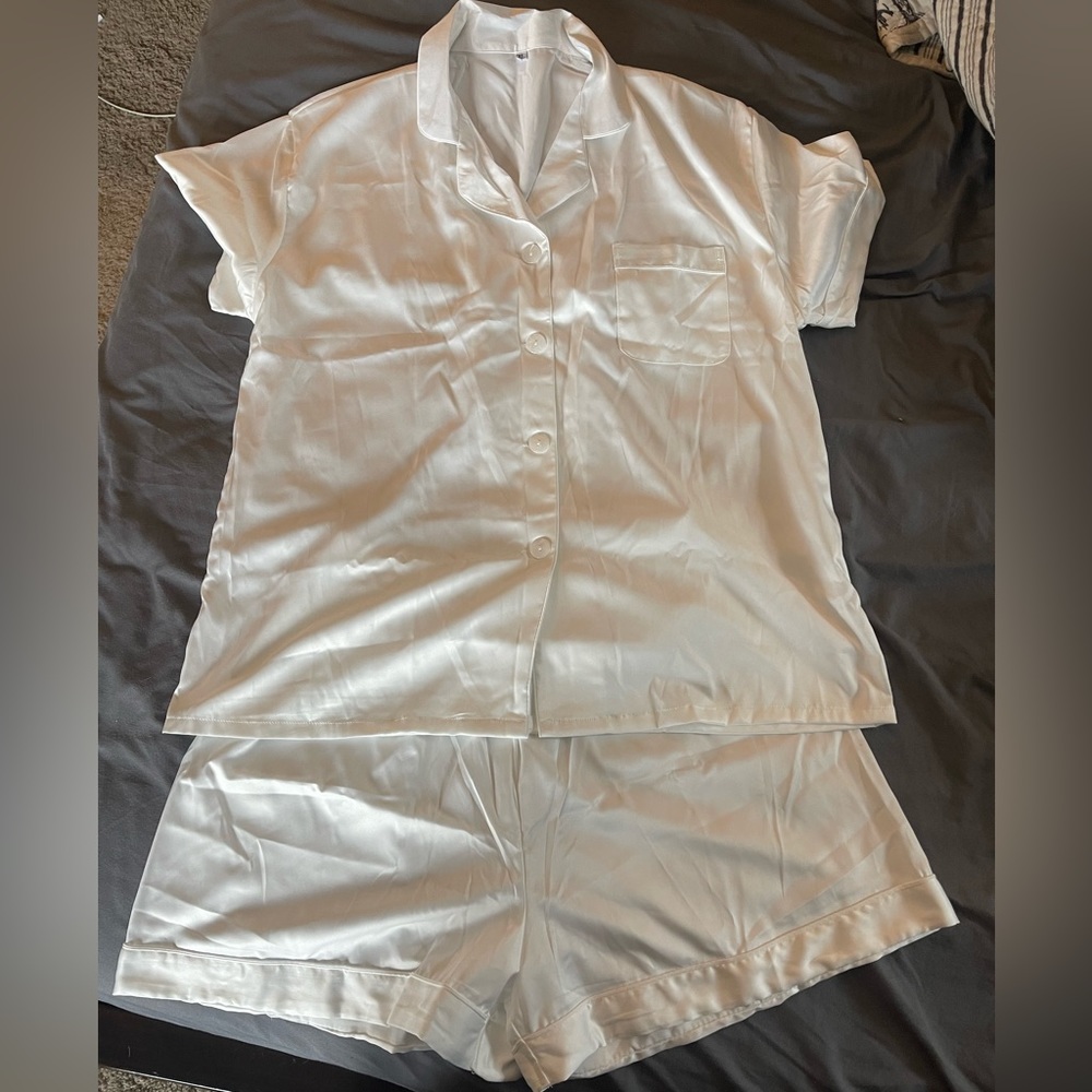 White Satin Pajamas
